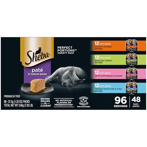 Sheba Perfect Portions Pate Wet Cat Food, Variety Pack, 2.6 oz, 48 ct