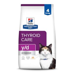 Hill’s Prescription Diet y/d Thyroid Care Dry Cat Food, Chicken Flavor (4 lb)