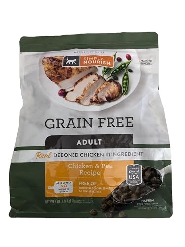 Simply Nourish Grain Free Adult Cat Chicken & Pea Recipe Cat Food, 3 Pound Bag