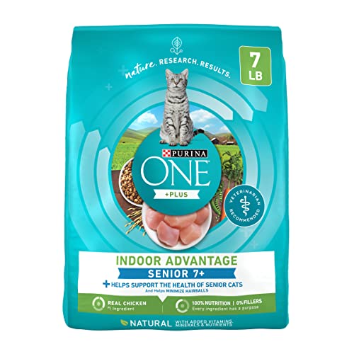 Purina ONE Indoor Advantage Senior Dry Cat Food, High Protein, 7 lb Bag