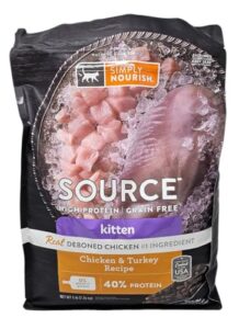 Simply Nourish Source High-Protein Kitten Chicken & Turkey Dry Cat Food (5 lb)