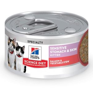 Hill’s Science Diet Kitten Sensitive Stomach & Skin Wet Cat Food, Salmon & Vegetable Stew (2.8 oz)