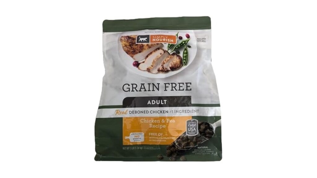Simply Nourish Grain Free Adult Cat Chicken & Pea Recipe Cat Food, 3 Pound Bag