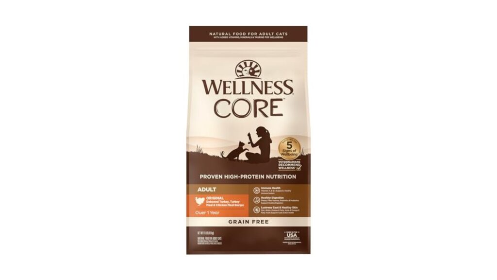 Wellness CORE Adult Dry Cat Food, Natural, Grain Free Kibble, Turkey, Turkey Meal and Chicken Recipe, 11 lb Bag