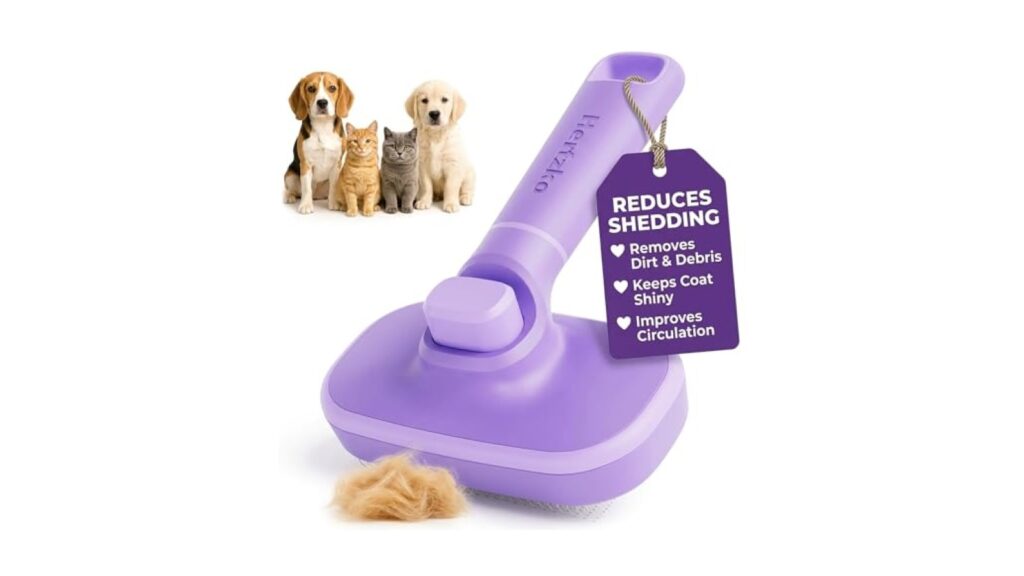 Self-cleaning slicker brush for short-haired or long-haired cat coat care