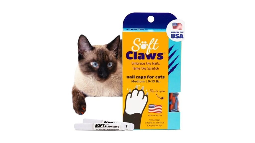 Soft Claws Nail Caps for Medium Cats, 40 Caps, Blue & Red