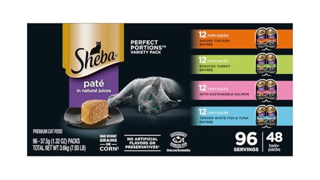 Sheba Perfect Portions Pate Wet Cat Food, Variety Pack, 2.6 oz, 48 ct