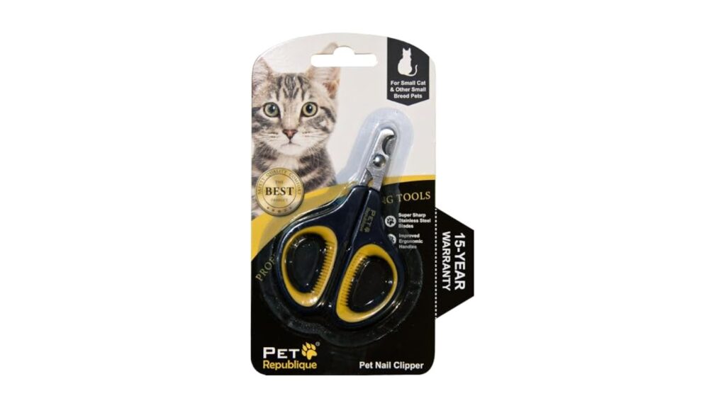 Cat Nail Clippers by Pet Republique – Professional Stainless-Steel Nail Clipper for Cats, Kittens, Hamster, Rabbits, Birds, & Small Breed Animals Claw Trimmer (Black+Yellow)