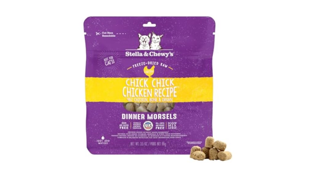 Stella & Chewy's Freeze-Dried Raw Cat Dinner Morsels - Premium Chicken Recipe with 98% Cage-Free Meat & Organs - Natural Grain-Free Cat & Kitten Food - Made in USA - 3.5 oz