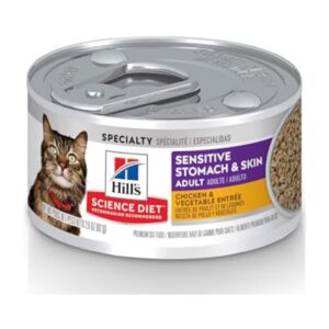 Hill’s Science Diet Adult Sensitive Stomach & Skin Wet Cat Food, Chicken & Vegetable Entrée (2.9 oz)