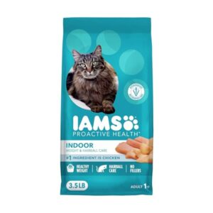 IAMS Proactive Health Indoor Weight & Hairball Care Dry Cat Food, Chicken & Turkey (3.5 lb)