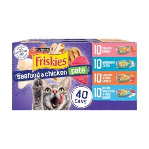 Purina Friskies Pâté Wet Cat Food Variety, Seafood & Chicken (40 × 5.5 oz)