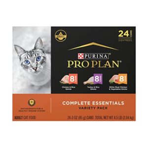 Purina Pro Plan Complete Essentials Wet Cat Food Variety Pack (24 × 3 oz)