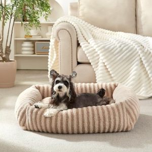 MIXJOY Rectangle Pet Sofa Bed with Removable Cover, 20″×19″ Beige