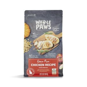 Whole Paws grain-free adult cat food, organic chicken recipe