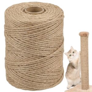 Natural Sisal Rope for Cat Scratcher, 1/4in x 164ft Twine for Cat Tree