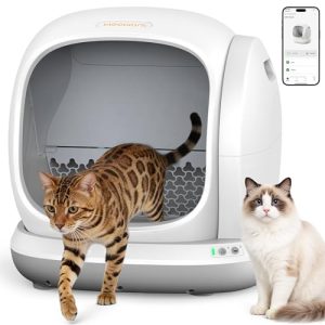 Meowant Automatic Self Cleaning Cat Litter Box with APP Control, Odor Free, Cat-Safe Anti-Stuck Technology, Larger Space & Low Entry for Multiple Cats, Kittens & Senior Pets