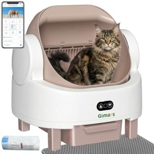 Gimars Open Top Design Self Cleaning Litter Box, Automatic Cat Litter Box for Multiple Cats & Senior Cats, App Control with Safety Sensors, Low Odor, Includes Trash Bags & Litter Mat