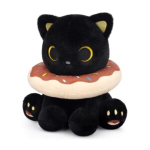 Hagusahuo 8-inch donut black cat plush