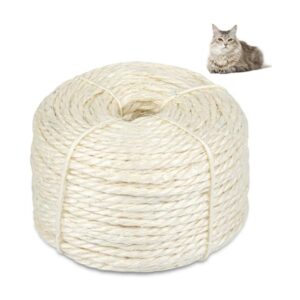 164 Ft Sisal Rope for Cat Tree, 1/6 Inch Natural Twine, White Color