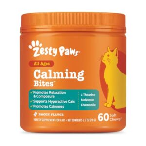 Zesty Paws Cat Calming Bites, Bacon, 60 Ct
