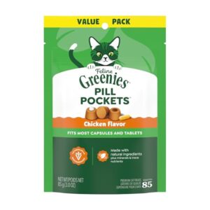 Greenies Feline Pill Pockets Soft Cat Treats, Chicken, 85 Count