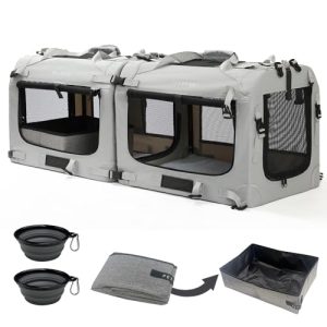 Petseek Extra Large Soft-Sided Cat Carrier, 24″×16.5″×16″ with Litter Box & Bowls