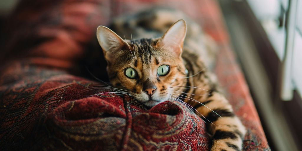 Bengal tabby lying cat